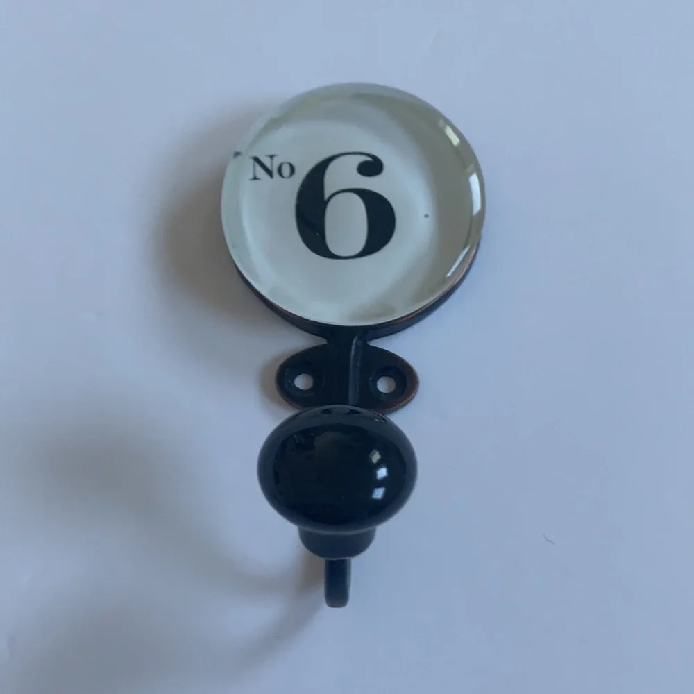 Set of 2 glass topped vintage look hooks 3.5x2”